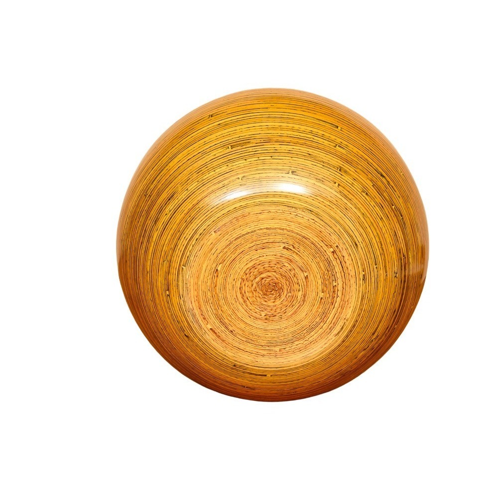 Vintage Bamboo Wood Vase Set, Handcrafted Decorative Orb Vase, MCM - Picture 7 of 8
